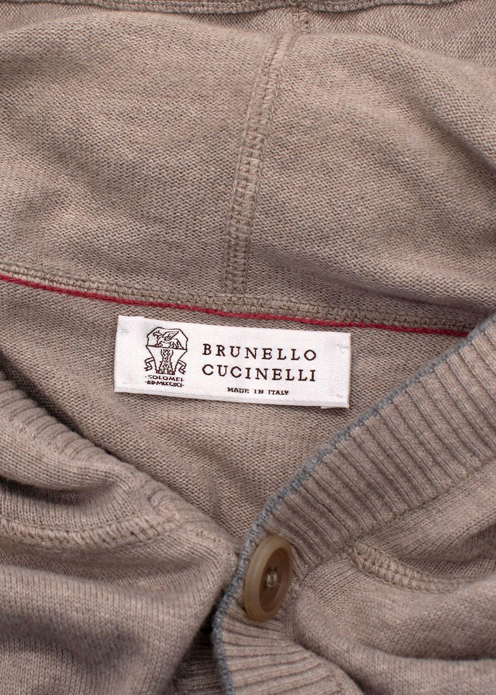 Brunello Cucinelli Beige Knitted Hooded Sweater Vest