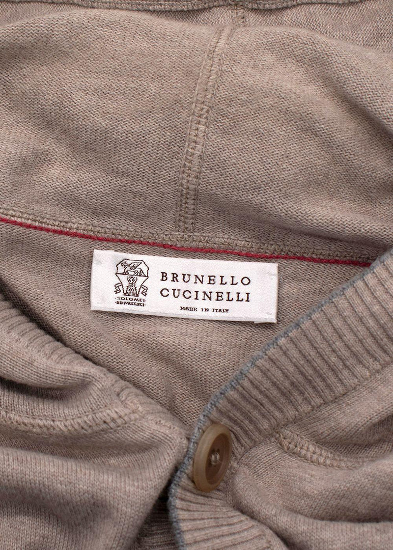 Brunello Cucinelli Beige Knitted Hooded Sweater Vest