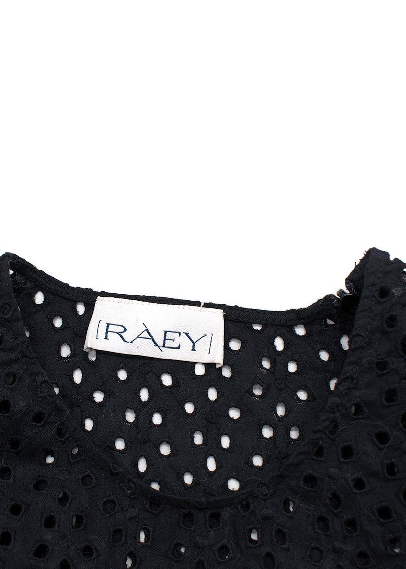 RAEY Black Broidery Anglaise Sleeveless Midi Dress