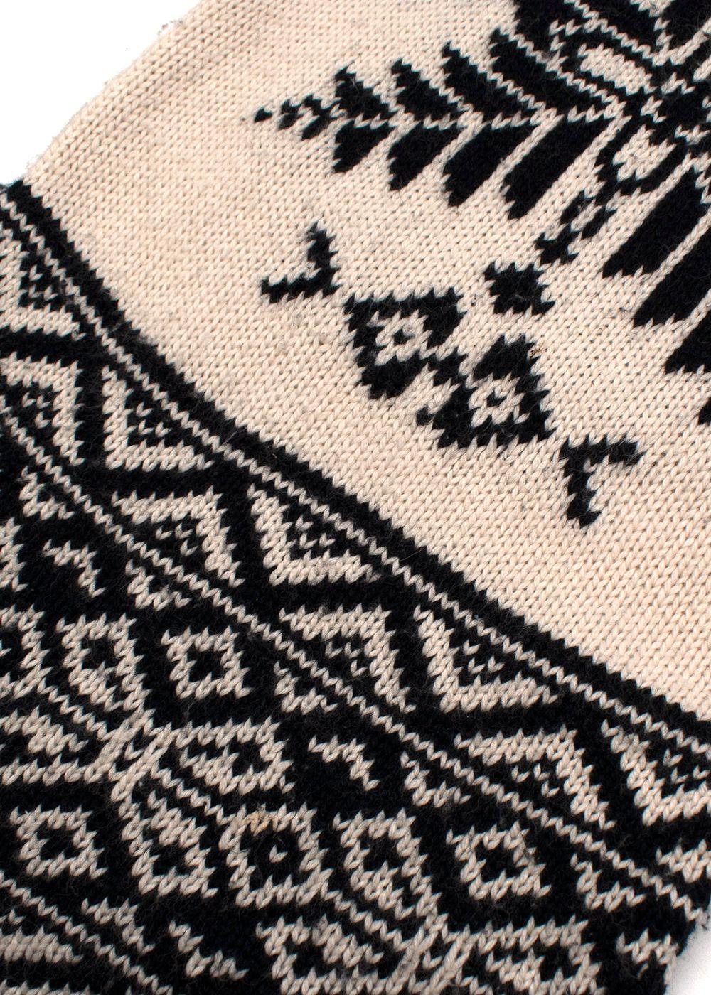 Kids 6Y Cream and Blue Intarsia Wool Jumper Dress