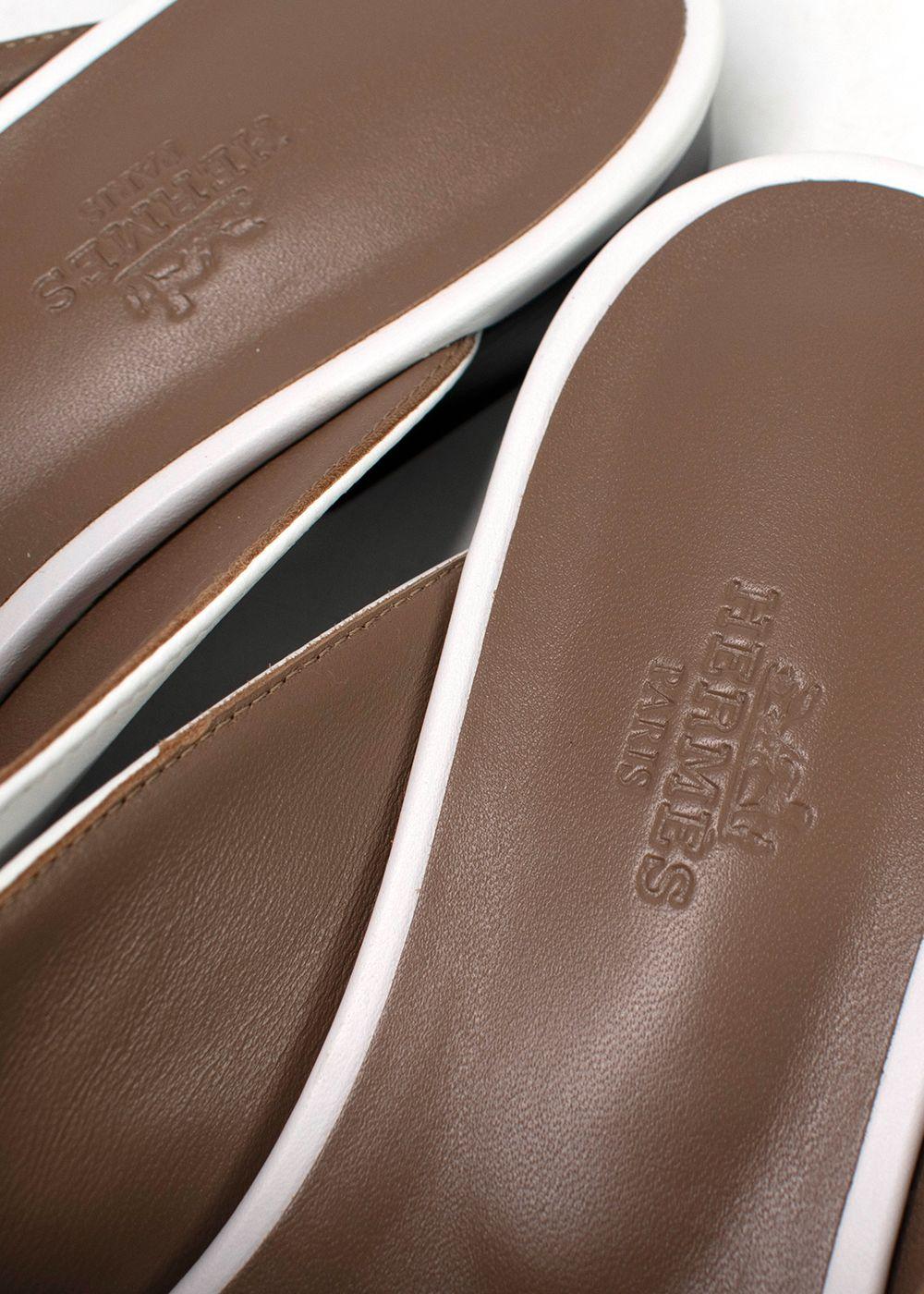 Hermes White Calfskin Oz Mules