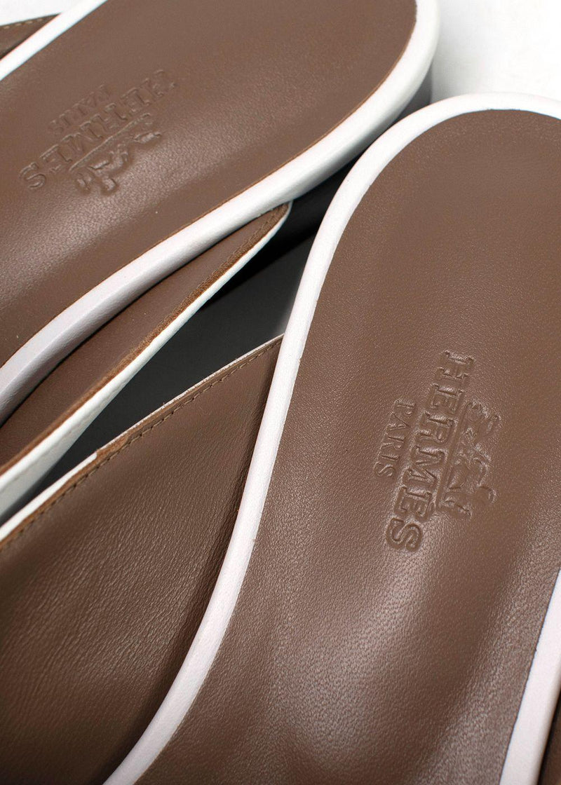 Hermes White Calfskin Oz Mules