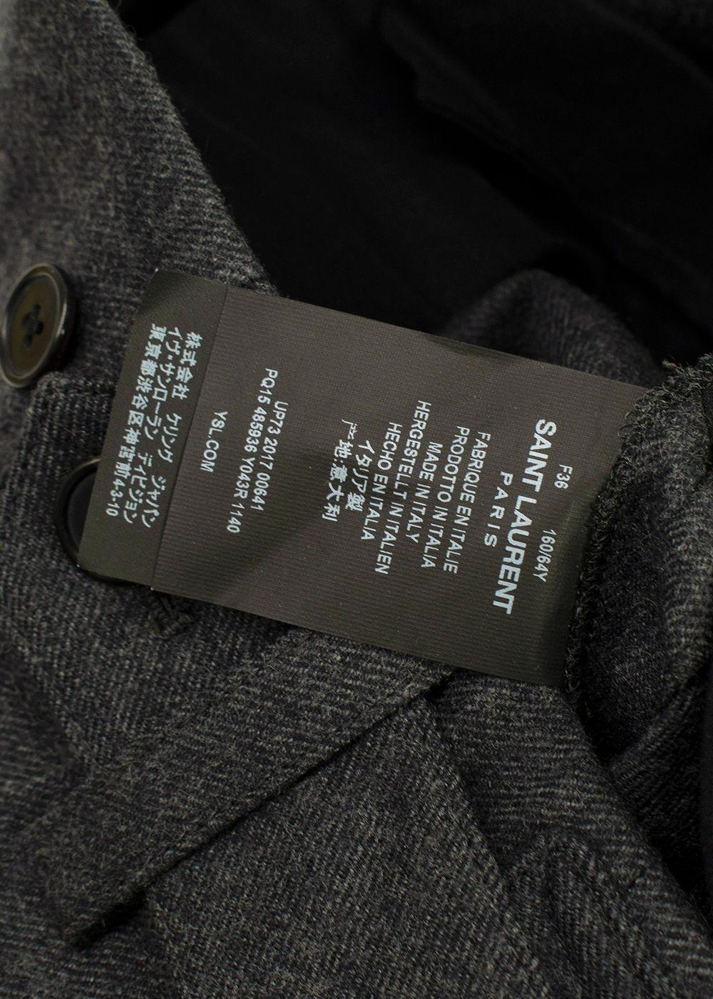 Saint Laurent Grey Belted Wool Trousers