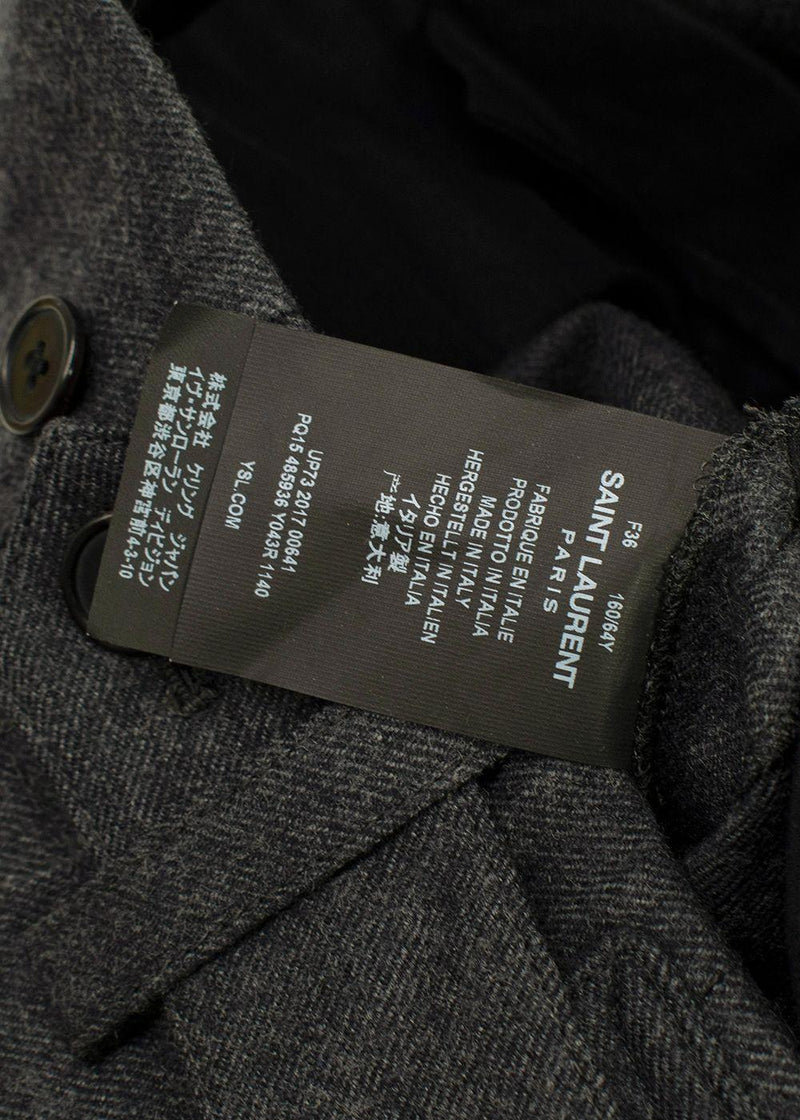 Saint Laurent Grey Belted Wool Trousers