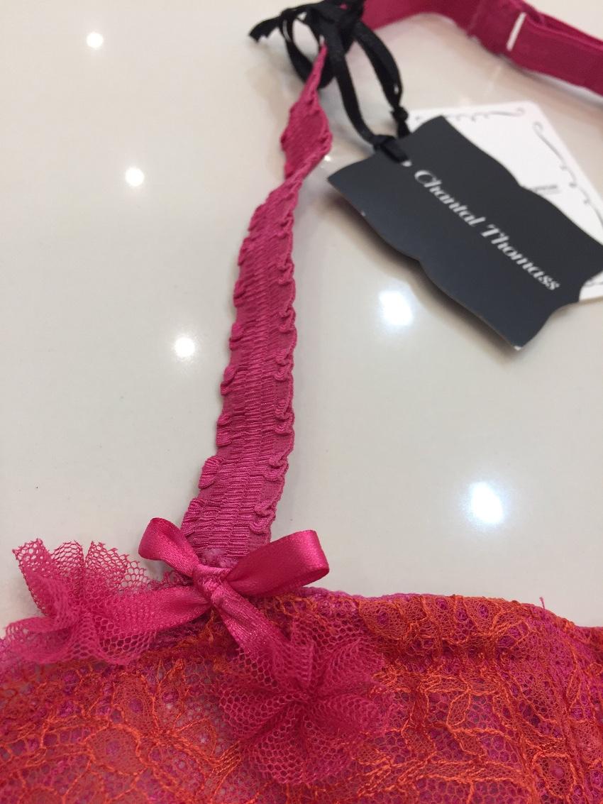 Chantal Thomass Fuchsia Pink & Orange Calais Leavers Lace Half Cup Bra