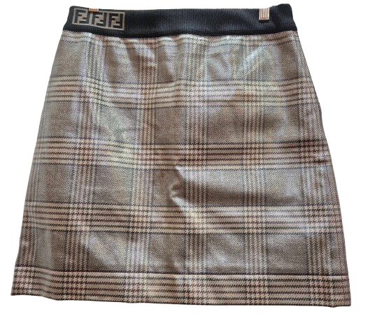 Fendi Coated Checked Mini Skirt