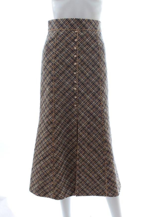 multicolour tweed  A line button-through midi skirt