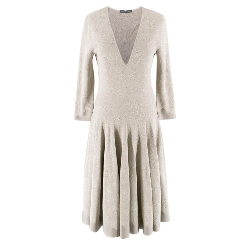 Aexander McQueen Grey Floral Lace Dress