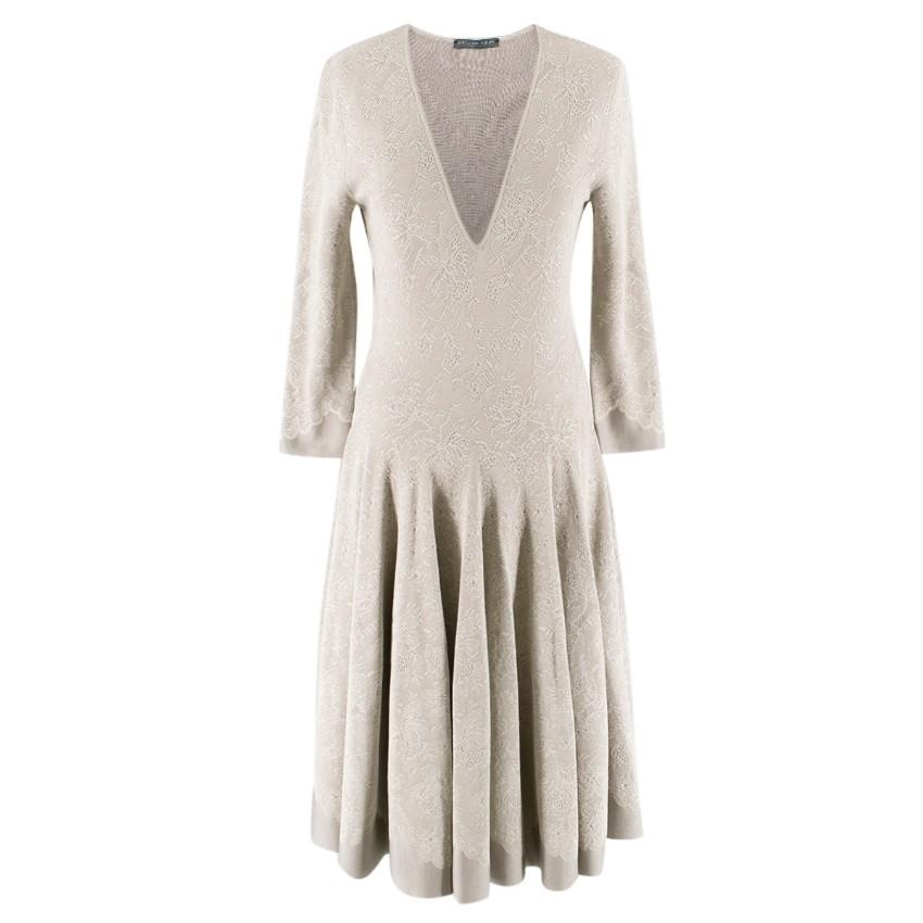 Aexander McQueen Grey Floral Lace Dress