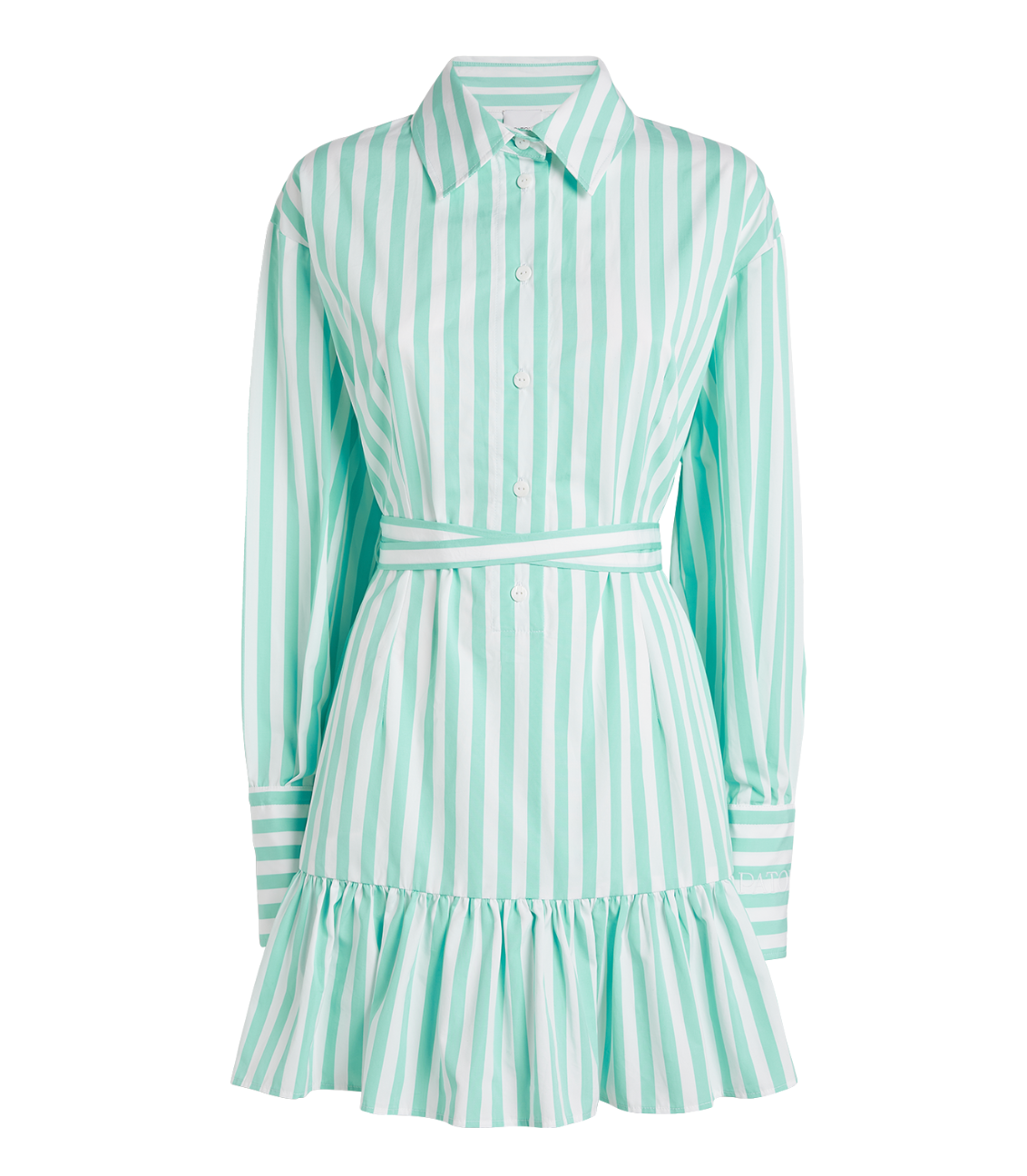 Ruffled Mini Shirt Dress Cotton poplin