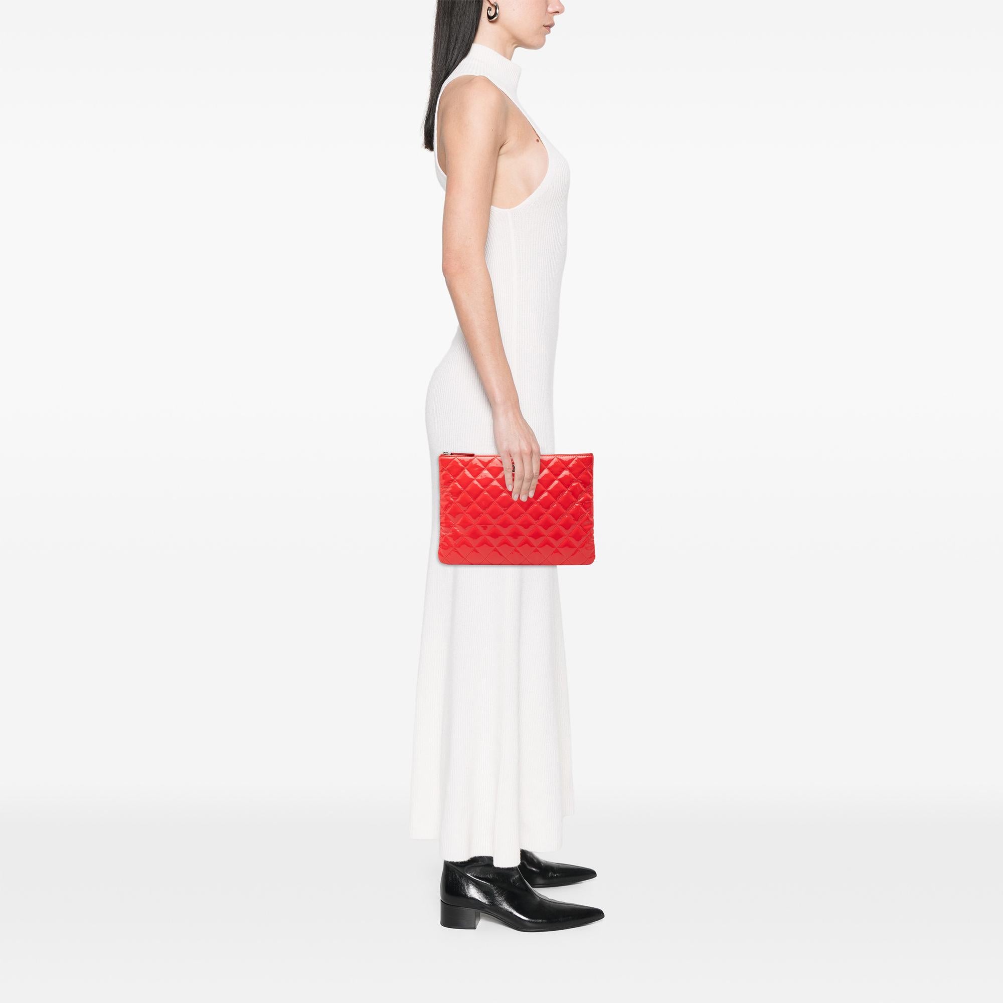 Chanel Red Medium Patent Quilted Cosmetic Case