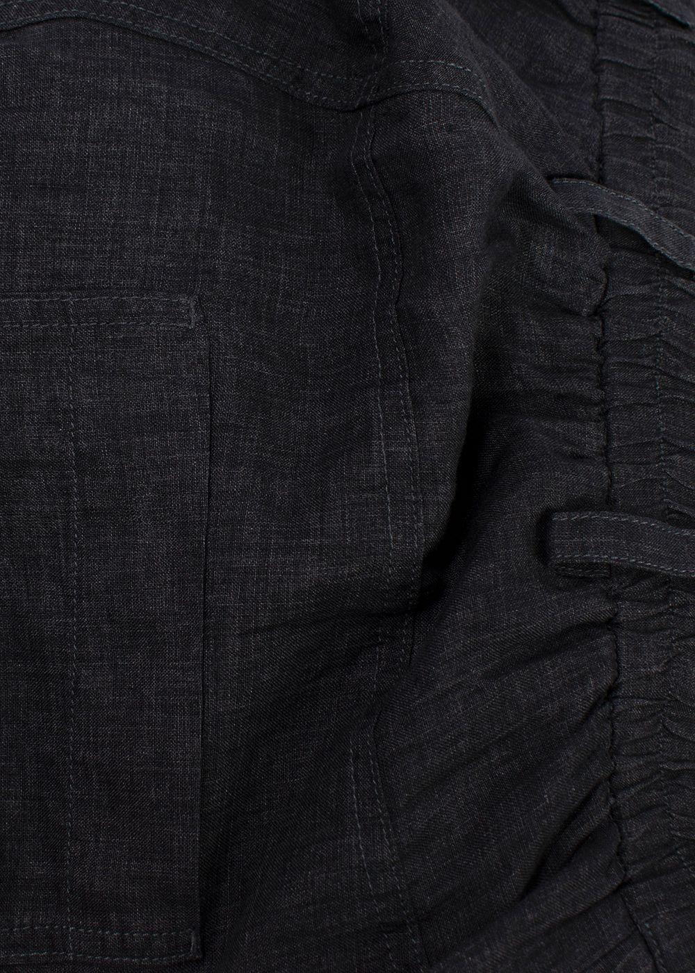 Momoni Dark Grey Linen Wide Leg Trousers