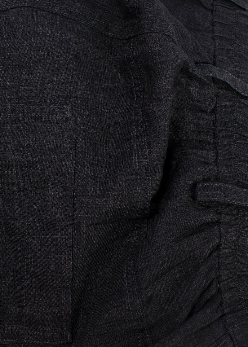 Momoni Dark Grey Linen Wide Leg Trousers