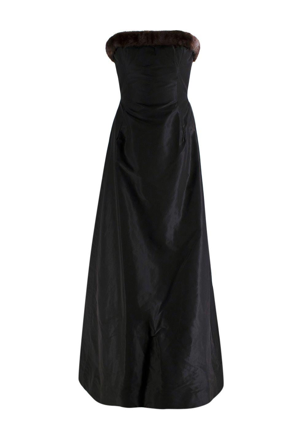 Nylon Strapless Gown Mink Trim