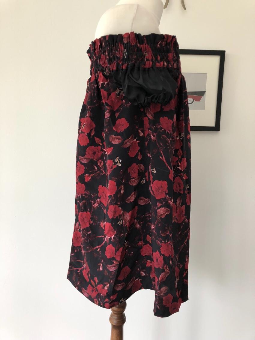 Mother of Pearl Silk-Satin Off-the-Shoulder Rose-Print Dress