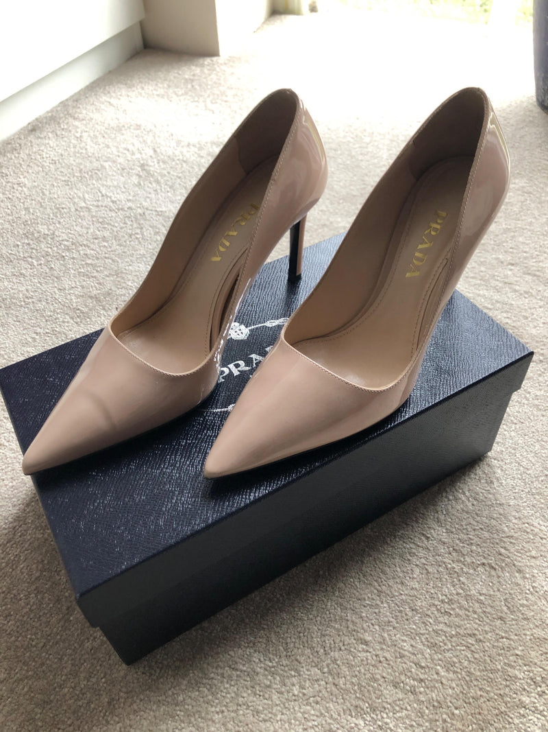 Prada Nude Patent Leather Stiletto Heels