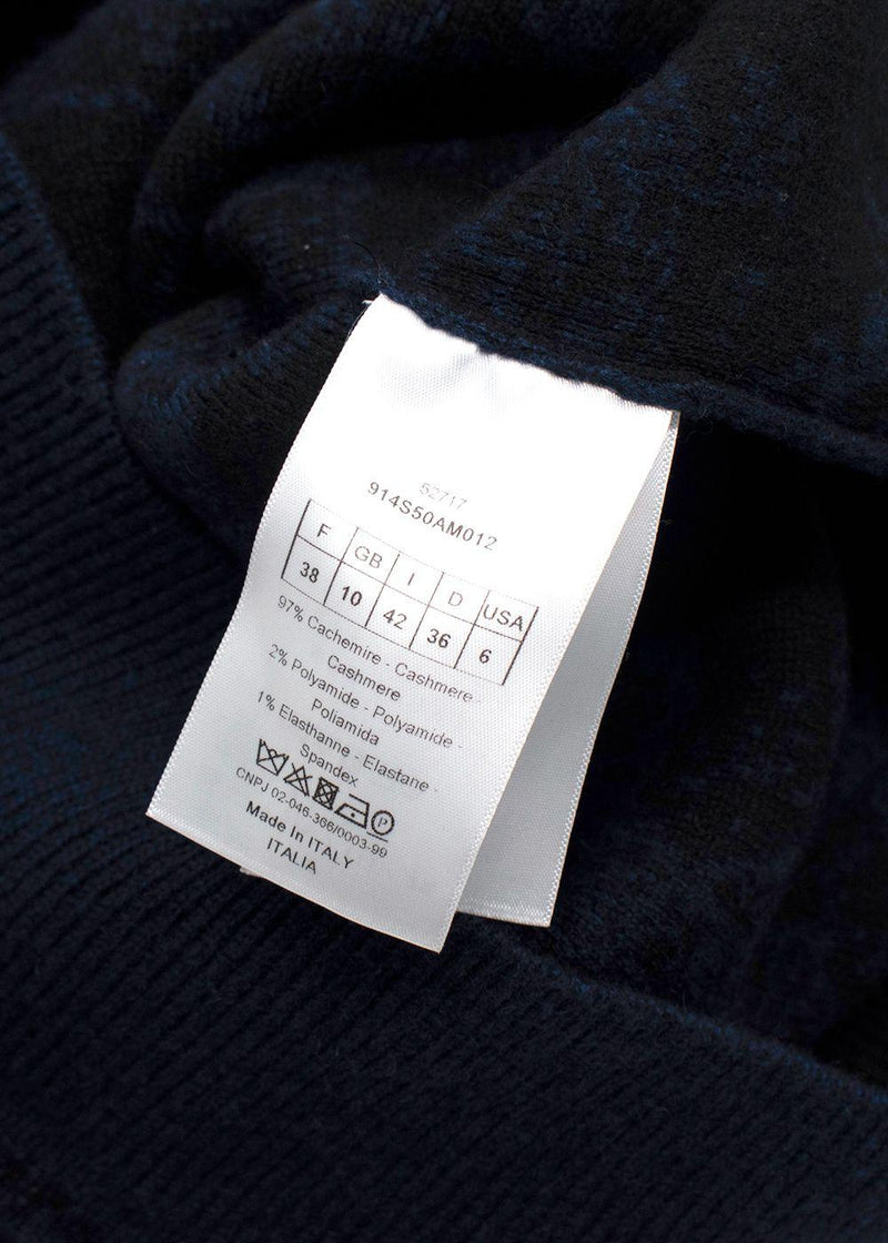 Dior Navy Chez Moi Printed Cashmere Blend Jumper