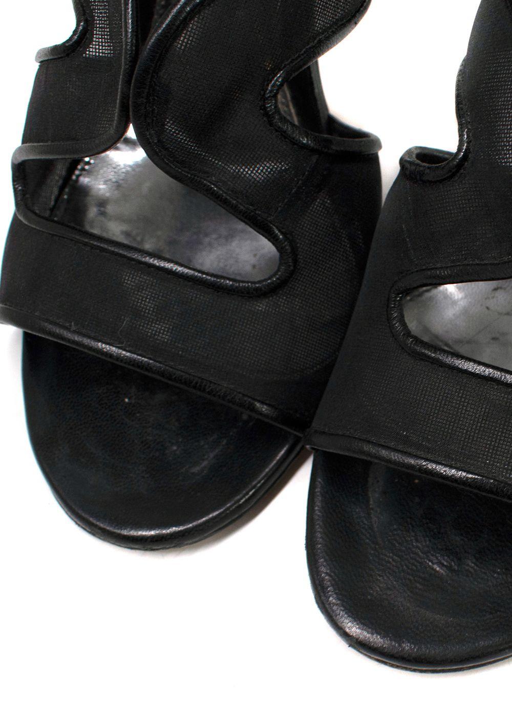 Gianvito Rossi Black Mesh Wrap Sandals