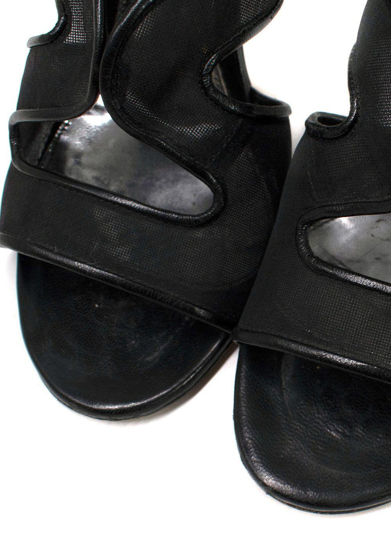Gianvito Rossi Black Mesh Wrap Sandals