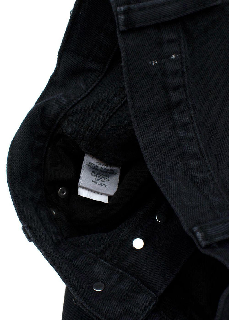 Black Distressed Straight Leg Jeans