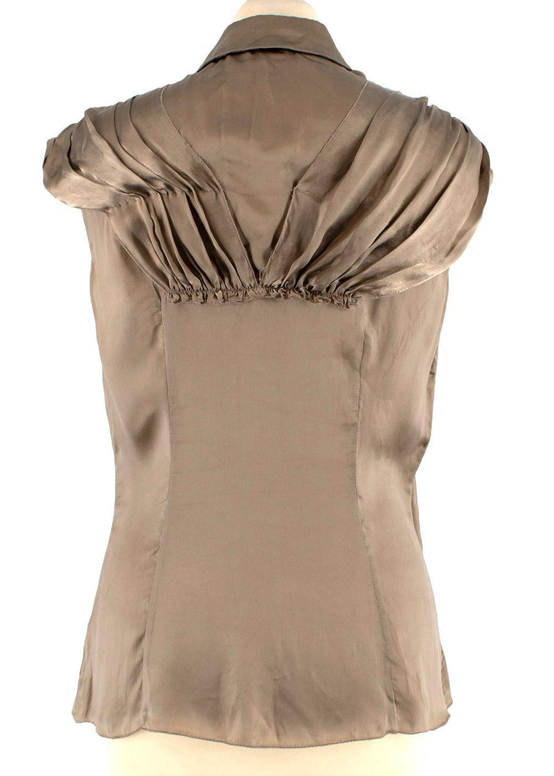 Pleated Silk Sleeveless Top