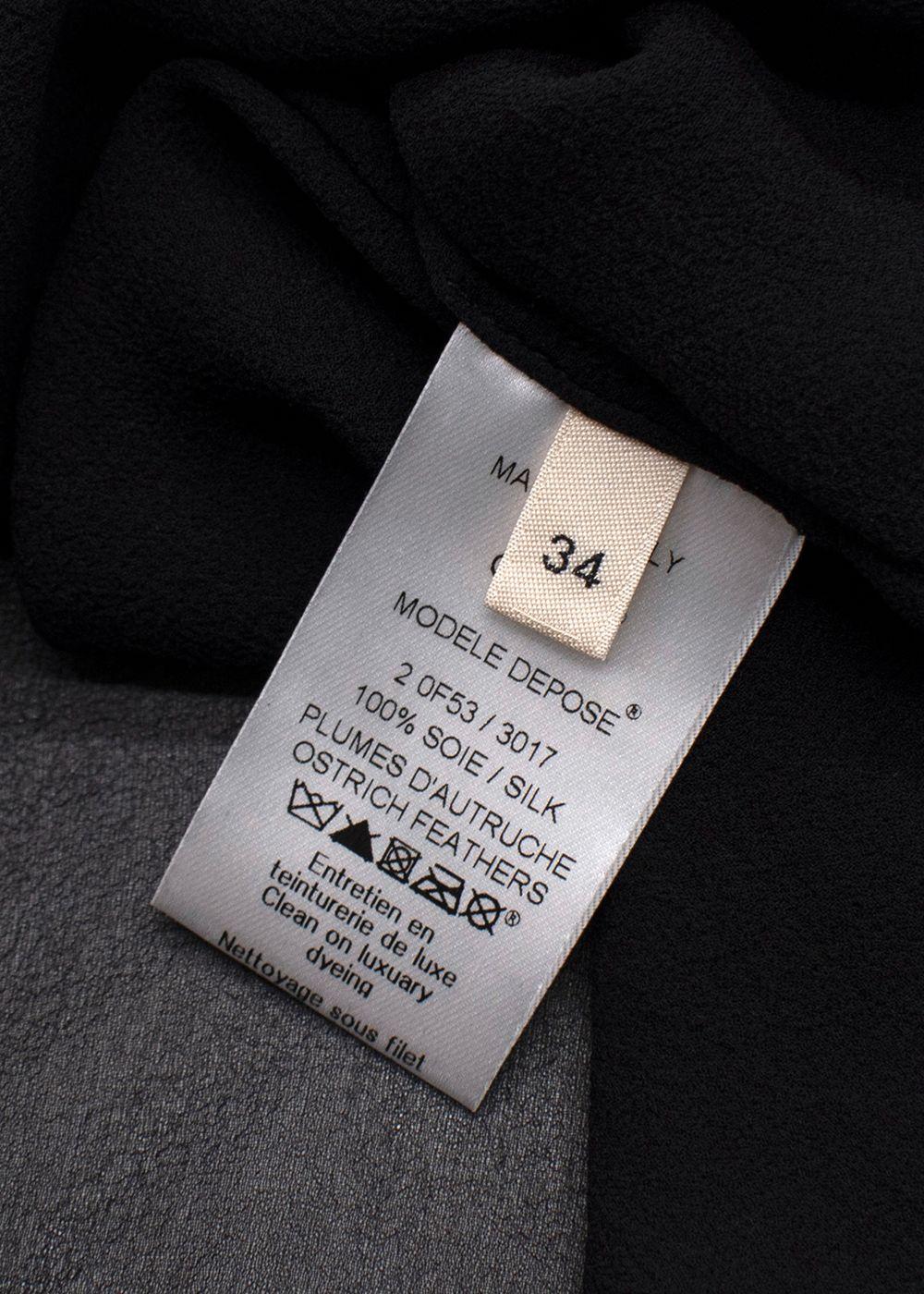 Celine Black Silk Tank Top with Ostrich Feather Trim Sheer Top