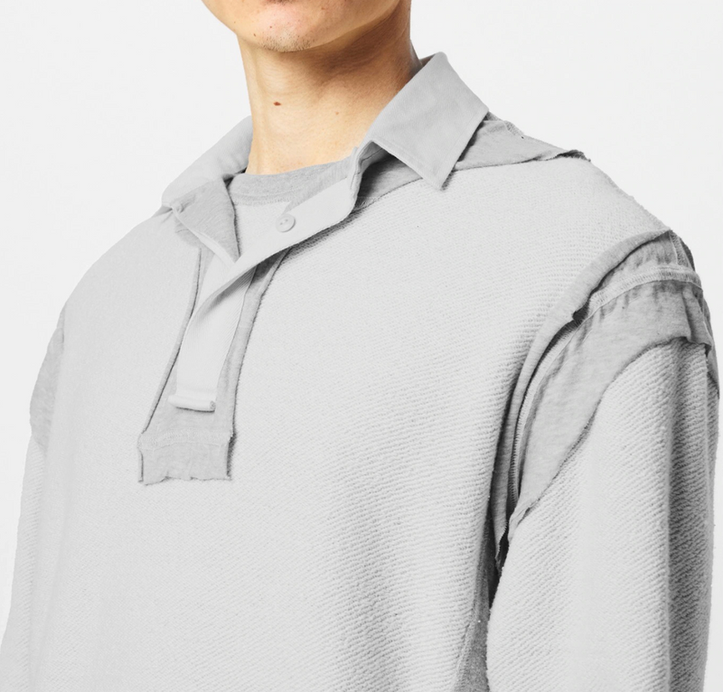 Maison Margiela Grey Cotton Four Stitch Reversed Polo Jumper
