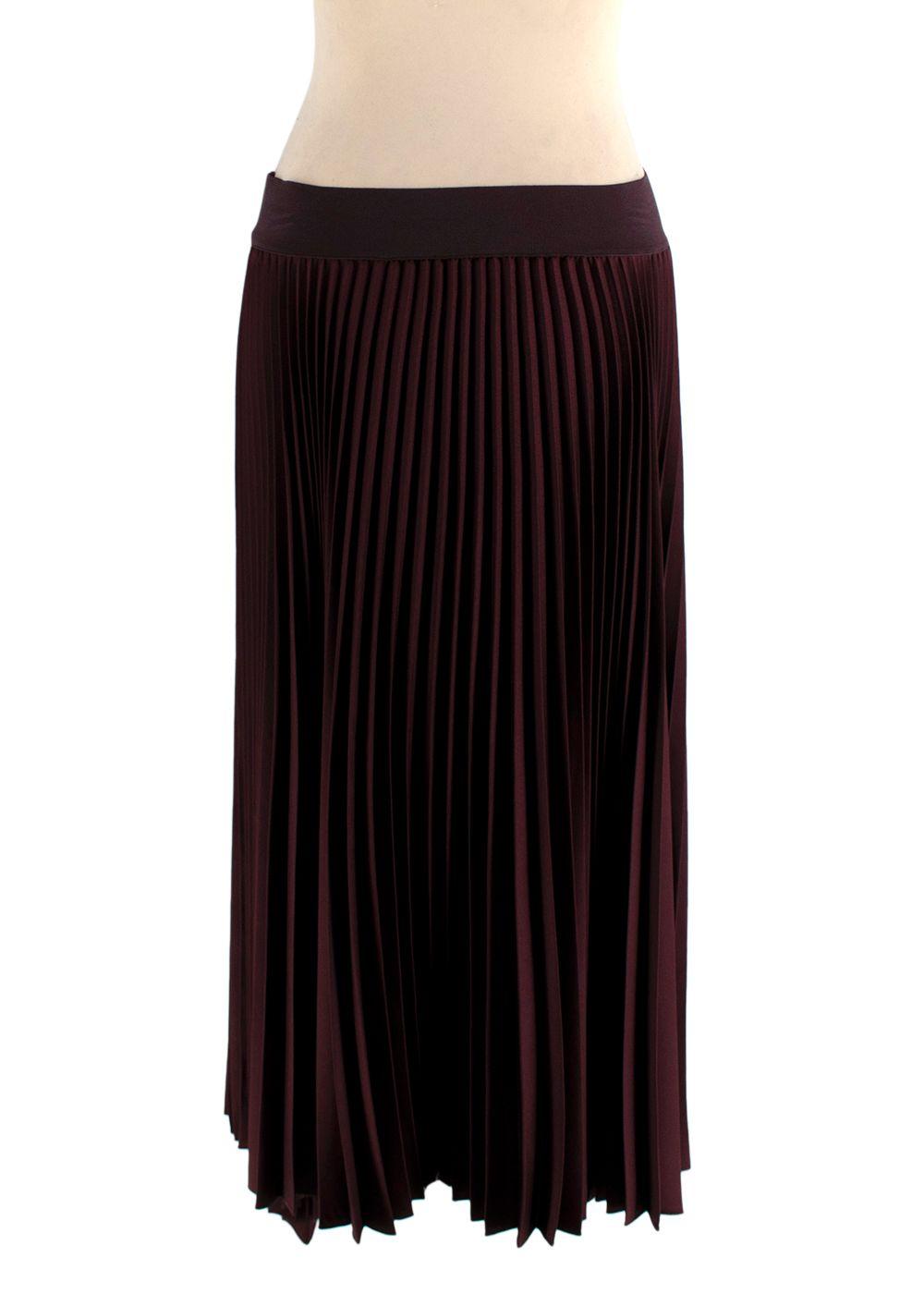 Joseph Burgundy Asymmetric Pleated Midi Skirt