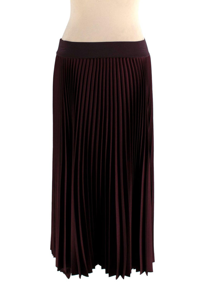 Joseph Burgundy Asymmetric Pleated Midi Skirt