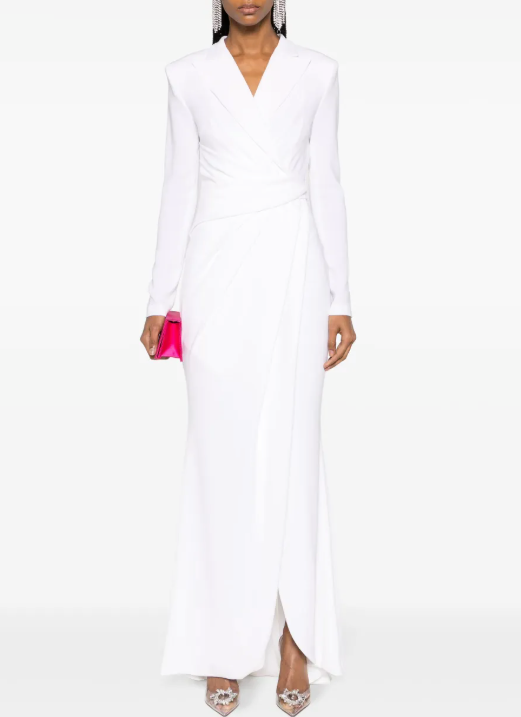 Talbot Runhof Draped Crepe Maxi Dress