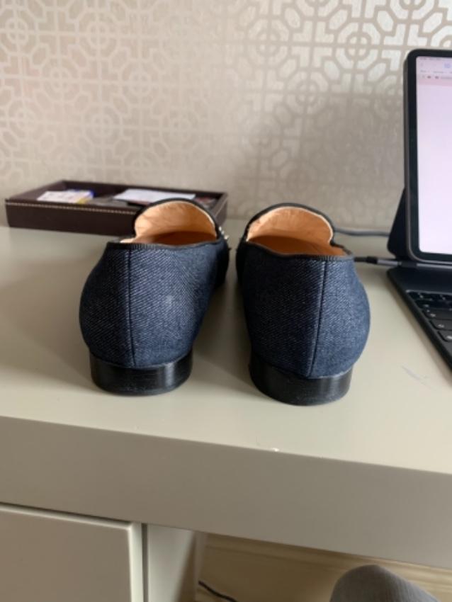 Christian Louboutin Denim Intern Spiked Flats