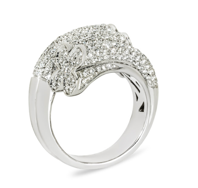 White Gold Diamond Bypass Ring 3.22ct
