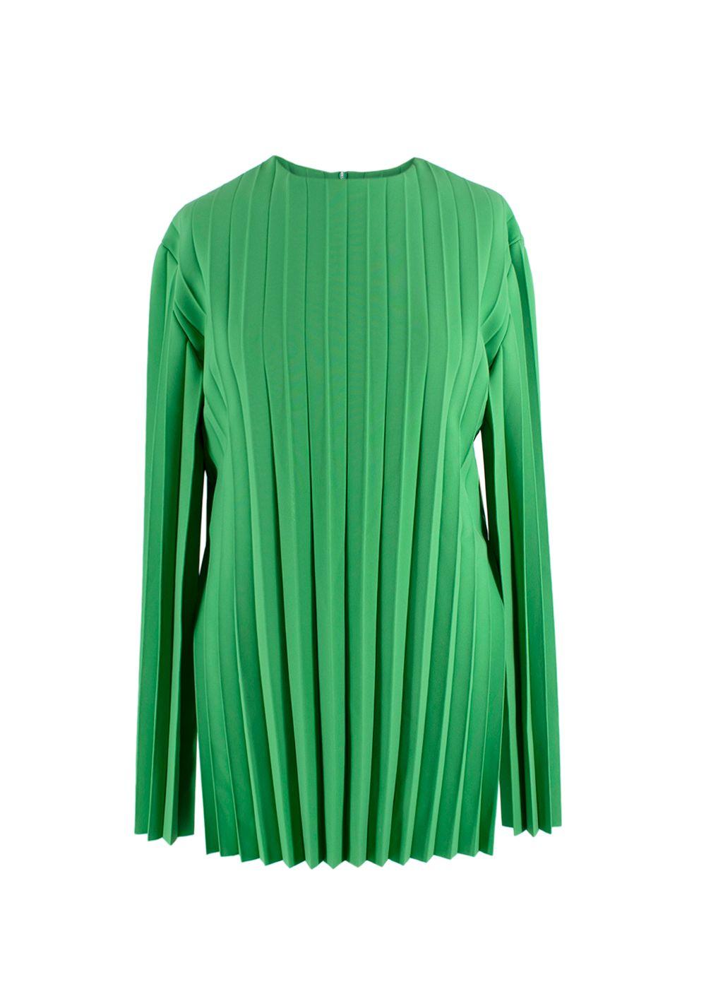 Awake Mode Green Pleated Cady  Blouse