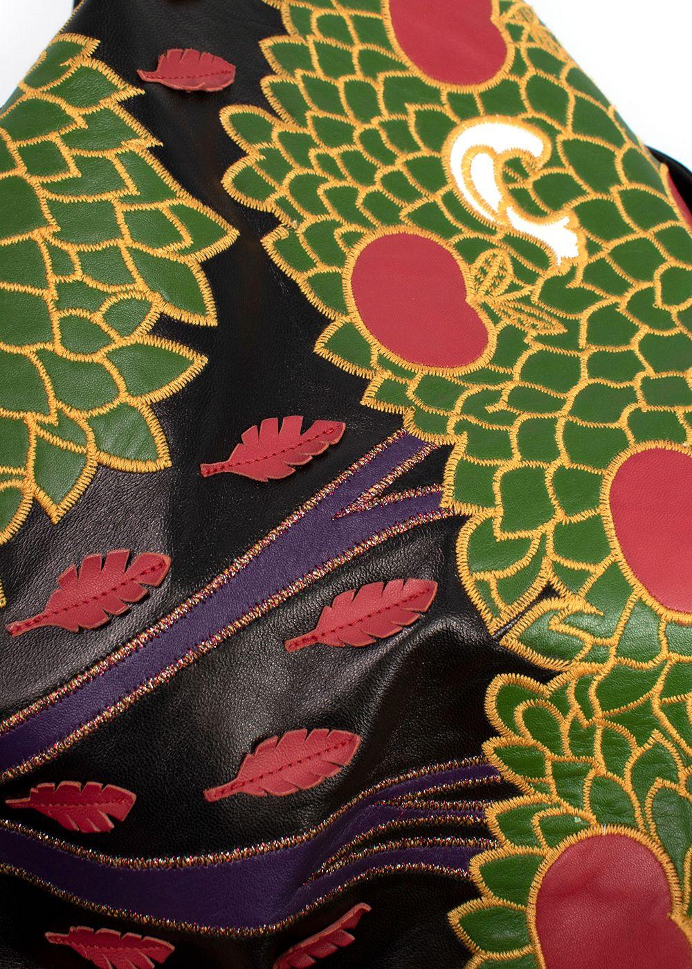 Red Valentino Black Embroidered Leather Jacket