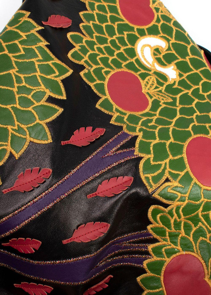 Red Valentino Black Embroidered Leather Jacket