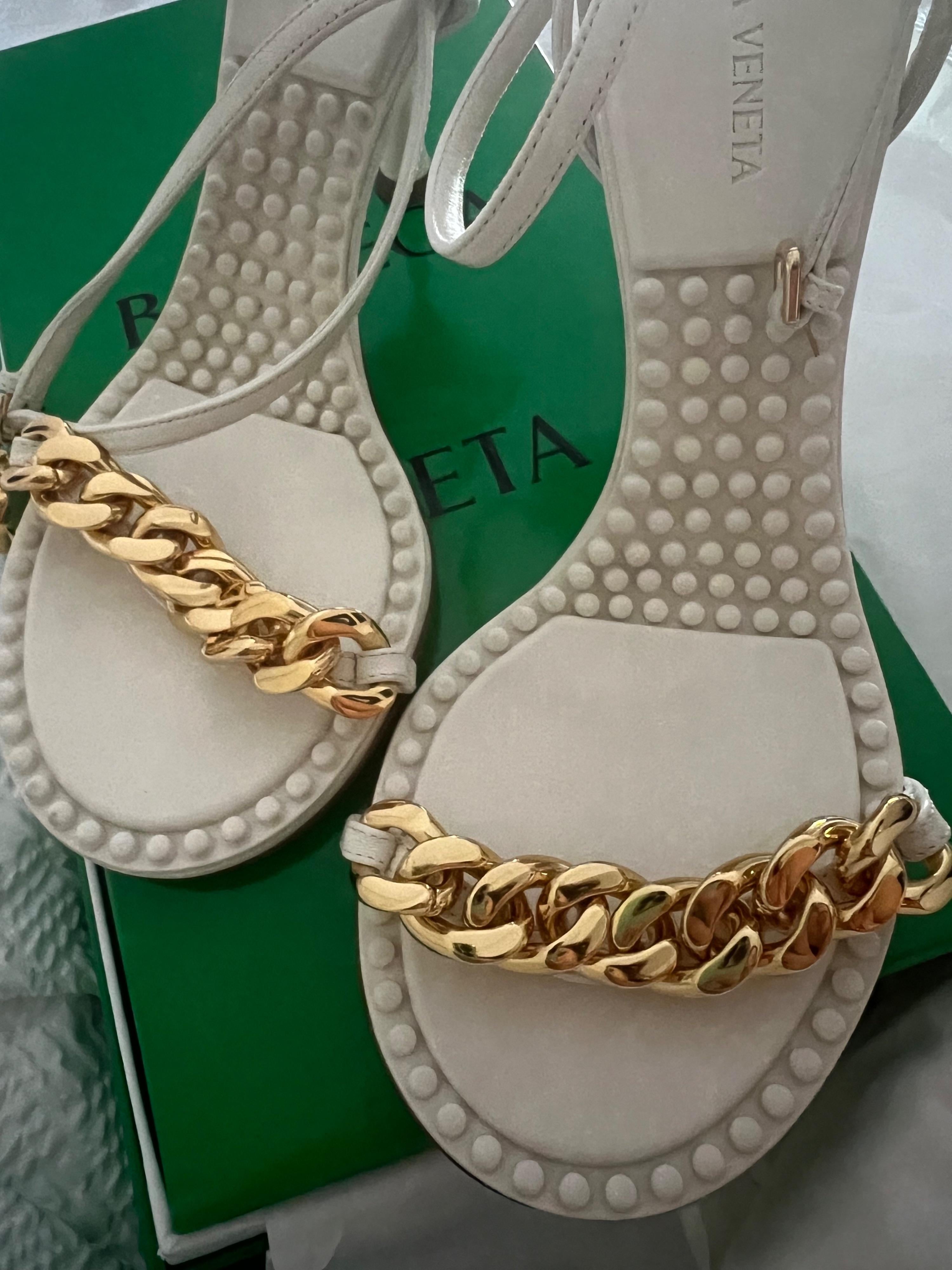 White Dot Chain Sandals
