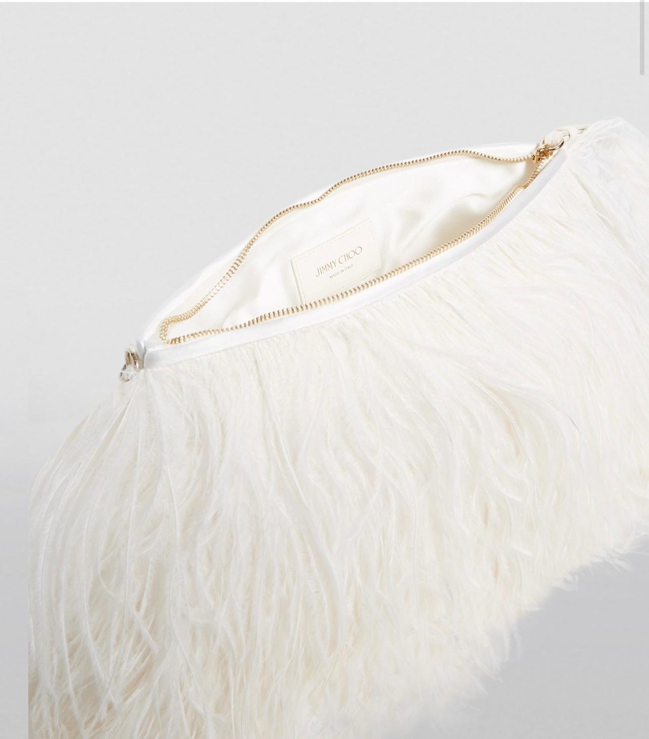 Jimmy Choo White Ostrich Feather Clutch