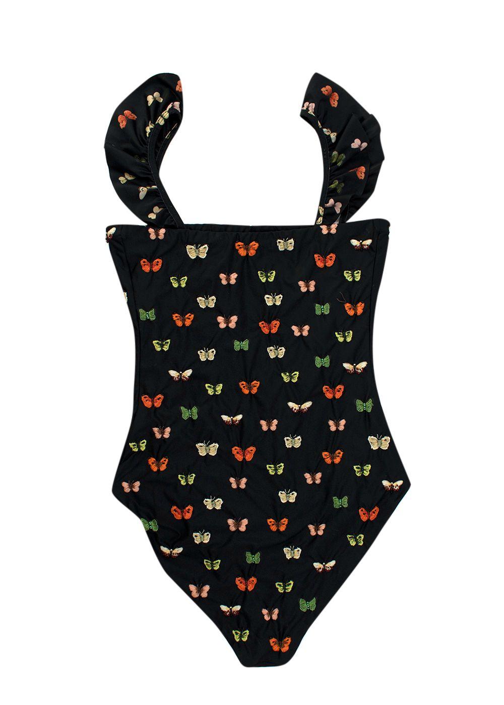 Agua by Agua Bendita Butterfly Embroidered One Piece Bathing Suit