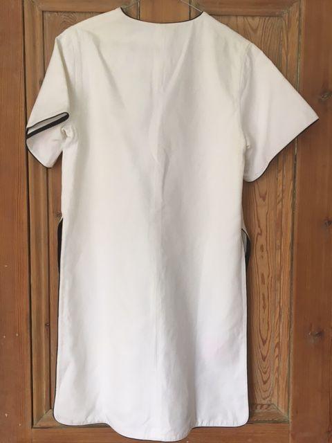 White cotton leather trimmed tunic top