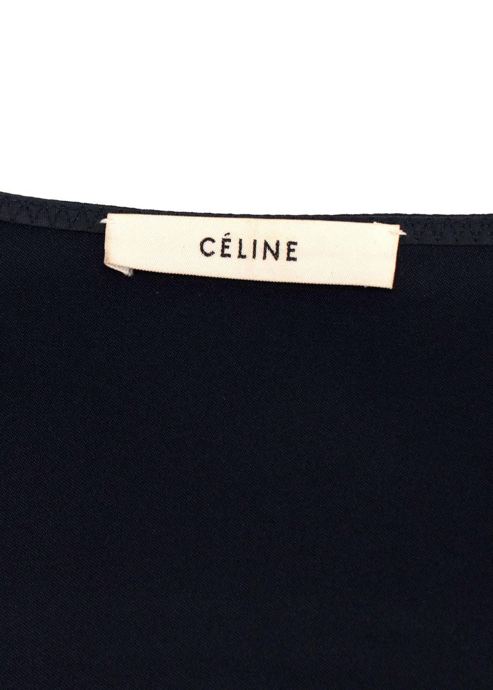 Celine Black Silk Contrast-lapel Mini Dress