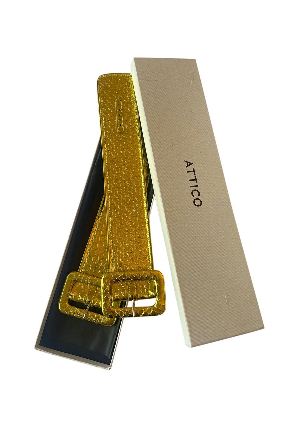 The Attico Metallic Gold Croc Embossed Belt