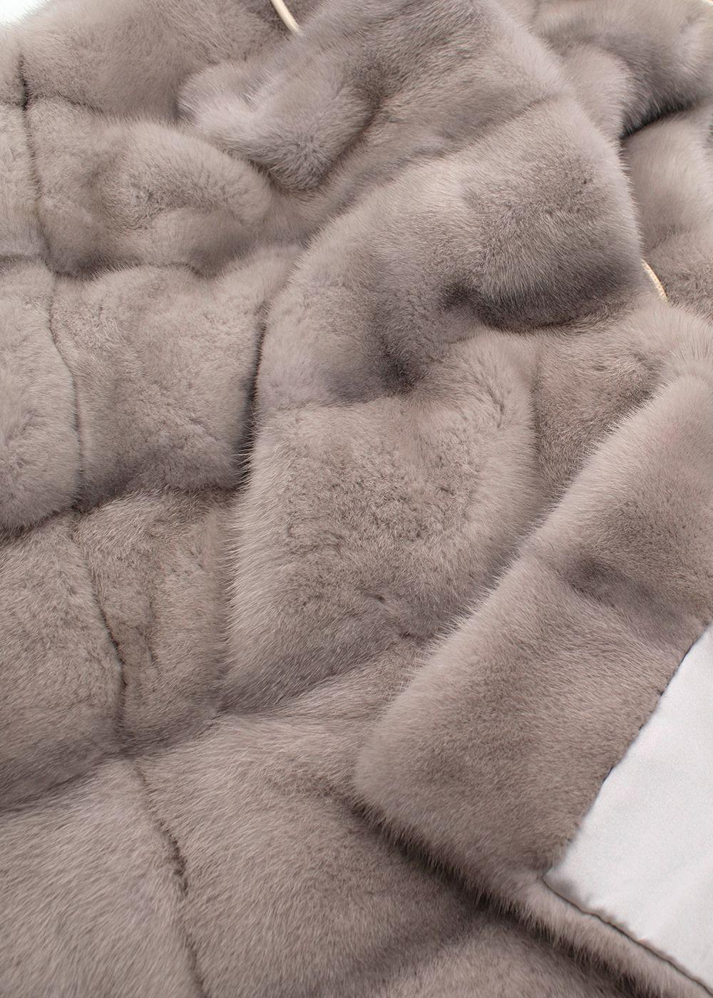 Yves Salomon Grey Mink Fur Hooded Gilet