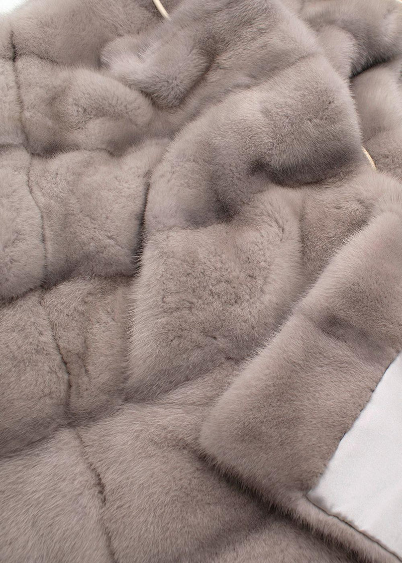 Yves Salomon Grey Mink Fur Hooded Gilet