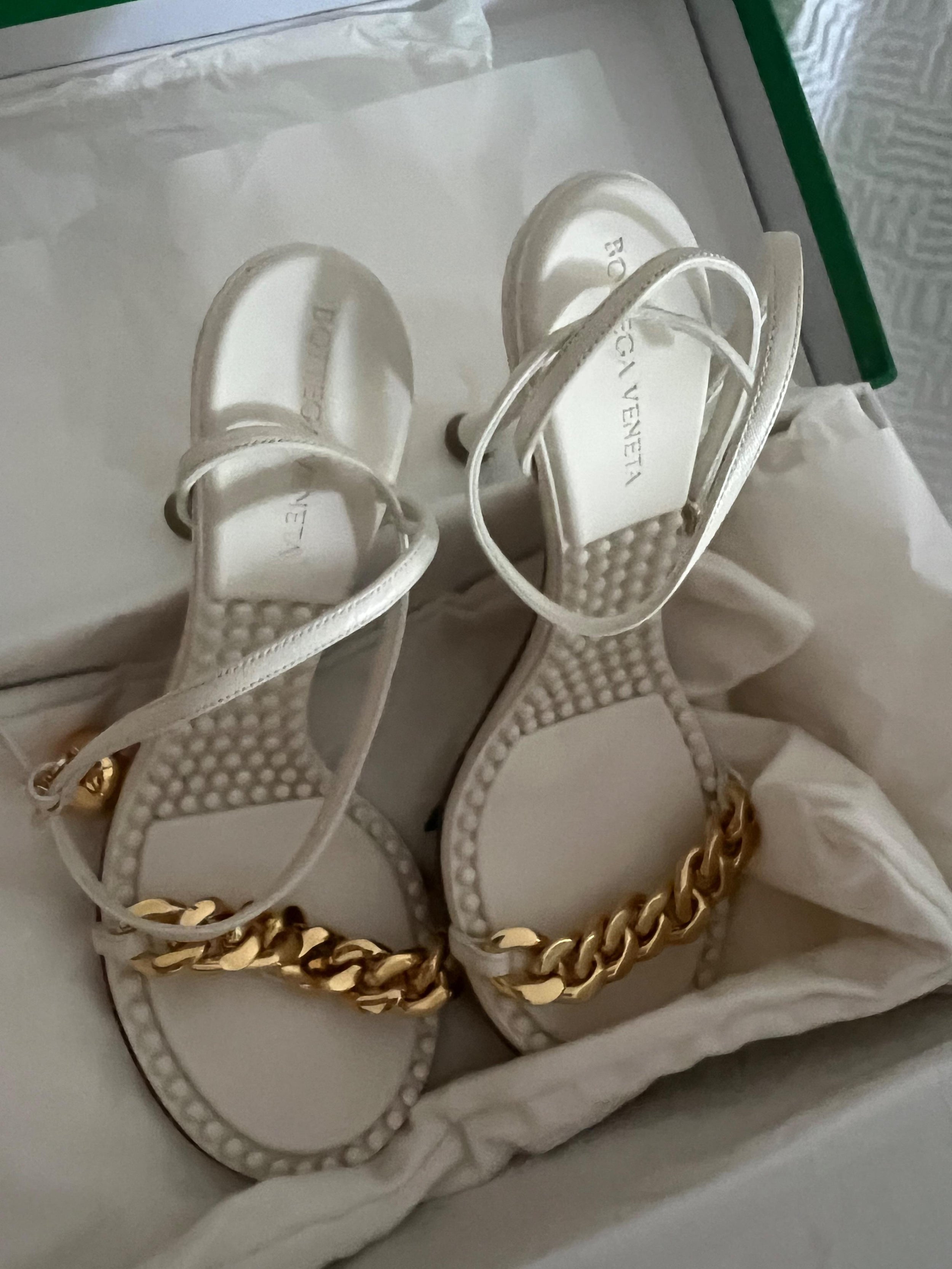White Dot Chain Sandals