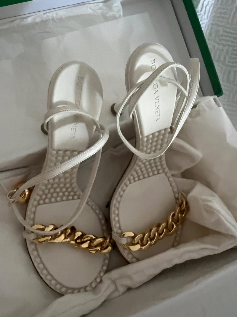 White Dot Chain Sandals