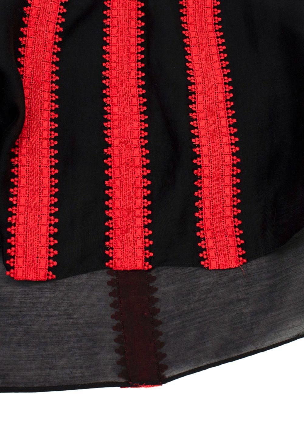 Givenchy Black and Red Cotton & Silk Sheer Blouse