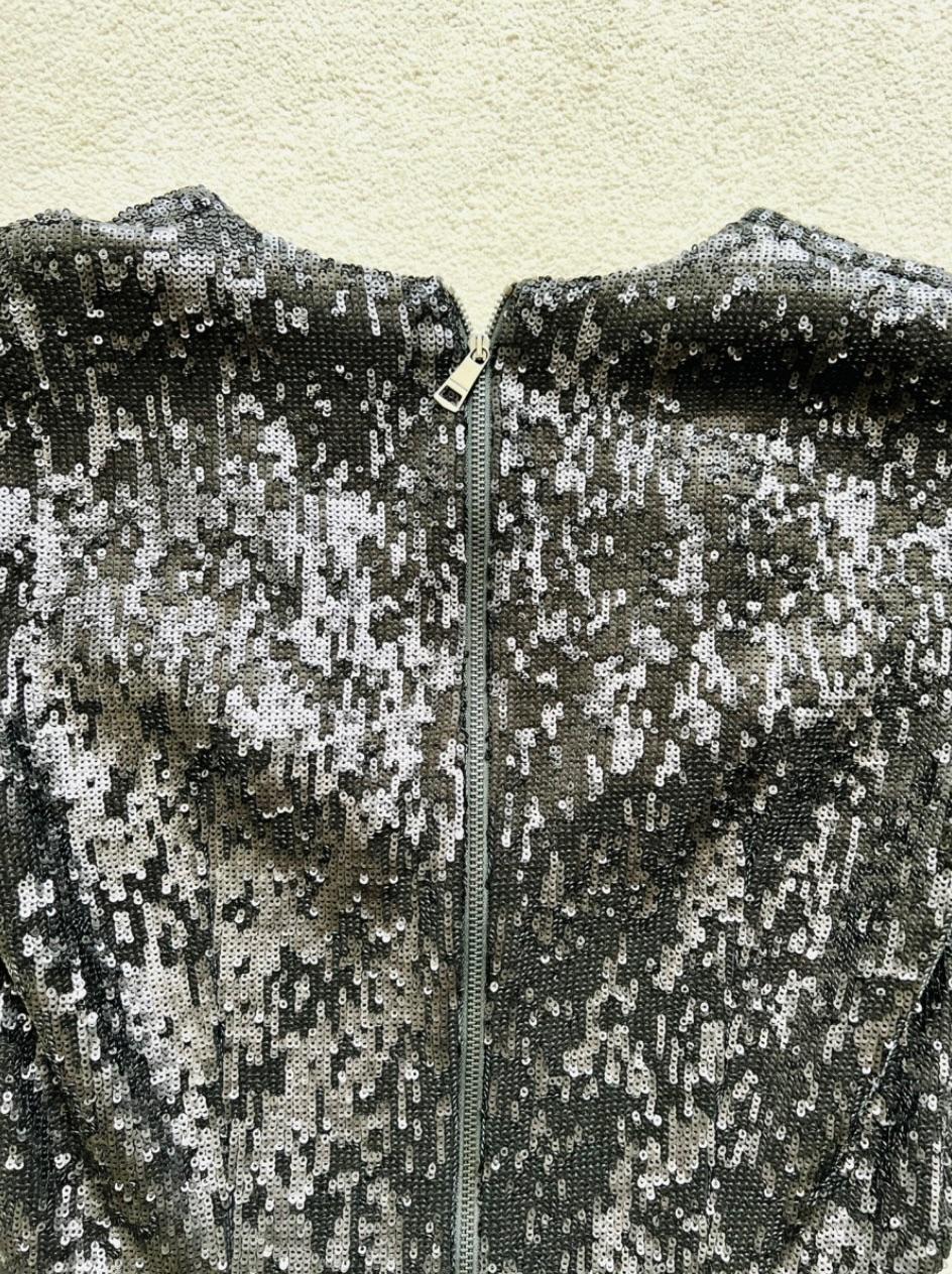 black sequinned crossover dress