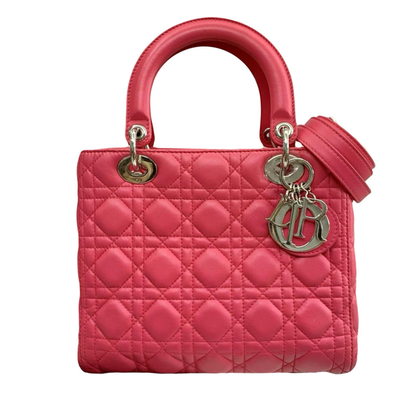 Medium Pink Lambskin Cannage Lady Dior