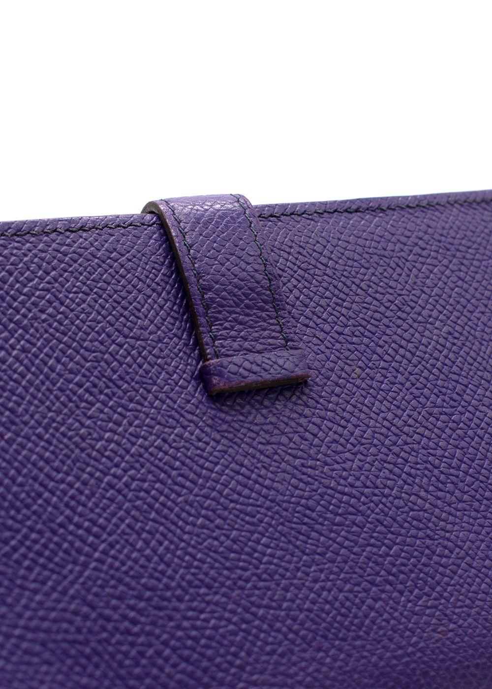 Hermes Purple Bearn Wallet with Gold Hardware