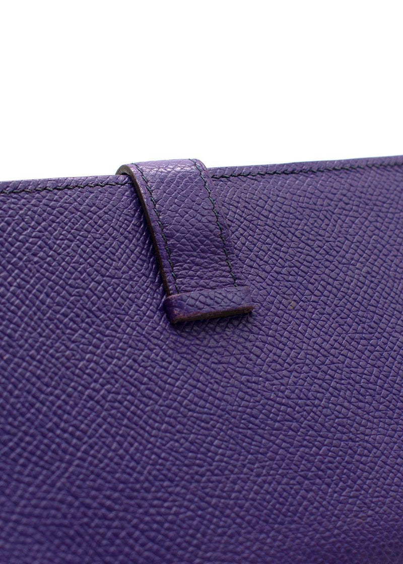 Hermes Purple Bearn Wallet with Gold Hardware